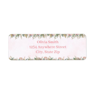 Boho Pampas Gras Retouradreslabels Roze Etiket