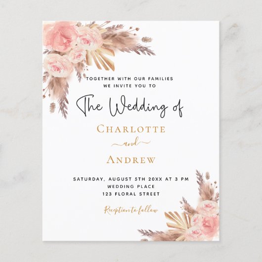 Boho pampas gras roos goudbloem (Voorkant)