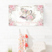 Boho Pampas Gras Roze Bloemen Schommelpaard Baby Spandoek (Insitu)
