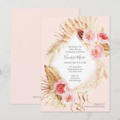 Boho Pampas gras roze bloemenbaby meisje douche Kaart (Voorkant / Achterkant)