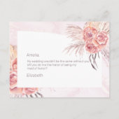 Boho Pampas Gras | Rozen Bruidsmeisje Verzoek Uitnodiging Briefkaart (Achterkant)