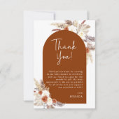 Boho Pampas Gras Terracotta-Baby shower Bedankkaart (Voorkant)