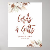 boho pampas gras terracotta cards en cadeaubord poster (Voorkant)