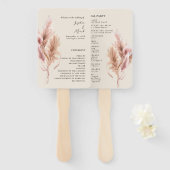 Boho Pampas Gras Trouwprogramma Handventilator Handwaaier (Voorkant en achterkant)