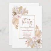 Boho Pampas Grass 30th Birthday Invitation Kaart (Voorkant / Achterkant)