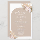 Boho Pampas Grass Arc programme de mariage (Devant / Derrière)
