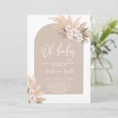 Boho Pampas Grass Arch Baby shower Girl Uitnodigin Kaart (Staand voorkant)
