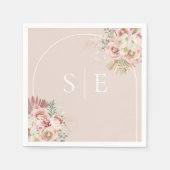 Boho Pampas Grass Arch Monogram Napkins Servet (Voorkant)