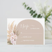 Boho Pampas Grass Arch RSVP-kaart RSVP Kaartje (Staand voorkant)