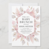 Boho Pampas Grass Baby Brunch Elegant Invitation Kaart (Voorkant)