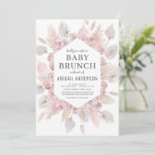Boho Pampas Grass Baby Brunch Elégante Invitation (Debout devant)