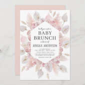 Boho Pampas Grass Baby Brunch Elégante Invitation (Devant / Derrière)