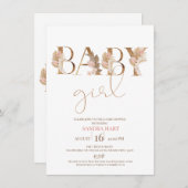Boho Pampas Grass Baby Girl Baby shower Invitation (Devant / Derrière)