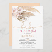 Boho Pampas Grass Baby in Bloom Baby shower Invita Kaart (Voorkant / Achterkant)