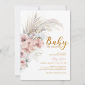 Boho Pampas Grass Baby in Bloom Shower Invitation (Devant)