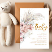 Boho Pampas Grass Baby in Bloom Shower Invitation