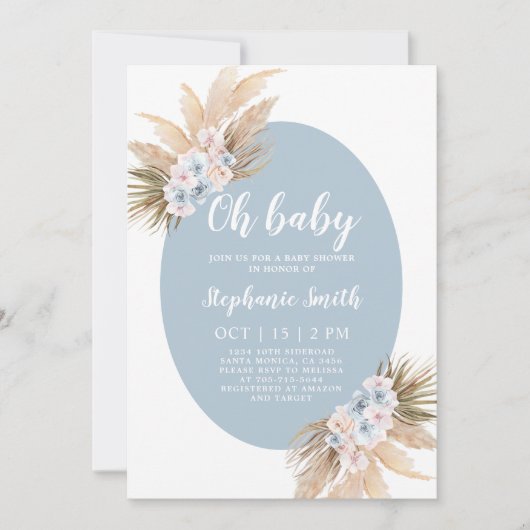 Boho Pampas Grass Baby shower Boy Kaart (Voorkant)