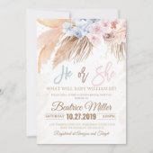 Boho Pampas Grass Baby shower Gender reveal invite Kaart (Voorkant)