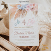 Boho Pampas Grass Baby shower Gender reveal invite Kaart