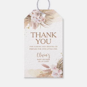 Boho Pampas Grass Baby shower Hartelijk dank Cadeaulabel