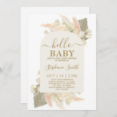 Boho Pampas Grass Baby shower Invitation fille (Devant / Derrière)