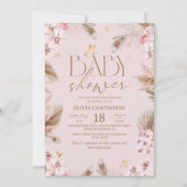  Boho Pampas Grass Baby Shower Kaart (Voorkant)