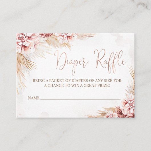 Boho Pampas Grass Baby shower Luier Raffle Insert Informatiekaartje (Voorkant)