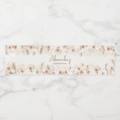 Boho Pampas Grass Baby shower Waterfles Etiket (Enkel label)