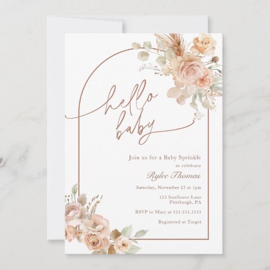 Boho Pampas Grass Baby Sprinkle Arch Kaart (Voorkant)