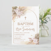 Boho Pampas Grass Baptism Christening Kaart (Staand voorkant)