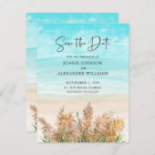 Boho Pampas Grass Beach Scene Wedding Save The Date (Voorkant / Achterkant)