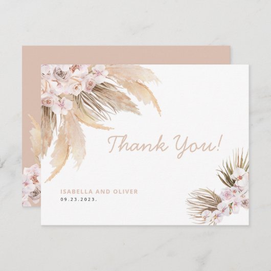 Boho Pampas Grass bedankje Bedankkaart (Voorkant / Achterkant)