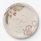 Boho Pampas Grass Beer Ballon Baby shower Papieren Bordje (Voorkant)