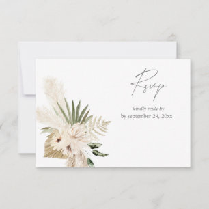 Boho Pampas Grass & Beige Bloemen met Maaltijd RSV RSVP Kaartje