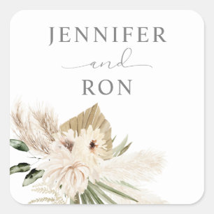 Boho Pampas Grass & Beige Bloemenplein Sticker 1