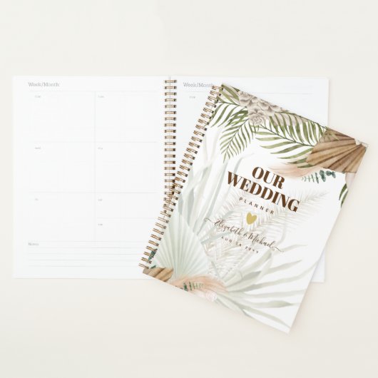 BOHO Pampas Grass Beige Vert Mariage en terre cuit (Devant avec enveloppe)