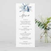Boho Pampas Grass Blauw Bloemen Menu Kaart (Staand voorkant)