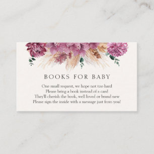 Boho Pampas Grass Books voor Baby-invoegkaart Informatiekaartje