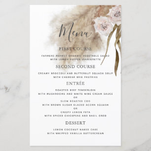 Boho Pampas Grass Botanical Weddenrenmenu