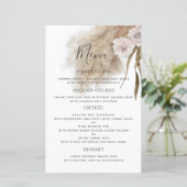 Boho Pampas Grass Botanique Mariage Dîner Menu (Debout devant)