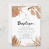 Boho Pampas Grass Botanische Baptisme Kaart (Voorkant)