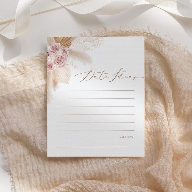 Boho Pampas Grass Bridal Date Nachtideeën Kaart (Creator heeft geüpload)