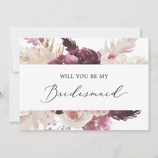 Boho Pampas Grass Bridesmaid proposal Kaart (Voorkant)
