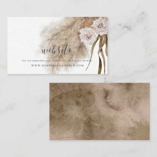 Boho Pampas Grass Bruiloft Website Enclosure Kaart (Voorkant / Achterkant)