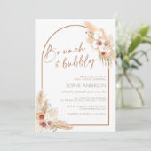 Boho Pampas Grass Brunch & Bubble Vrijgezellenfees Kaart (Staand voorkant)