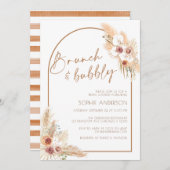 Boho Pampas Grass Brunch & Bubble Vrijgezellenfees Kaart (Voorkant / Achterkant)