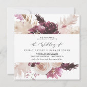 Boho Pampas Grass Carré Faire-part de mariage (Devant)