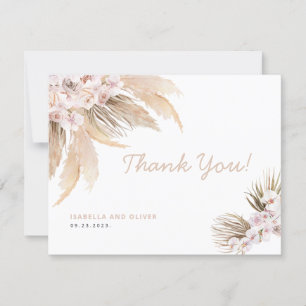 Boho Pampas Grass Carte de remerciements