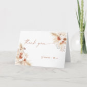 Boho Pampas Grass Carte de remerciements (Devant)