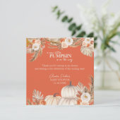 Boho Pampas Grass Citrouille Carte de remerciement (Debout devant)